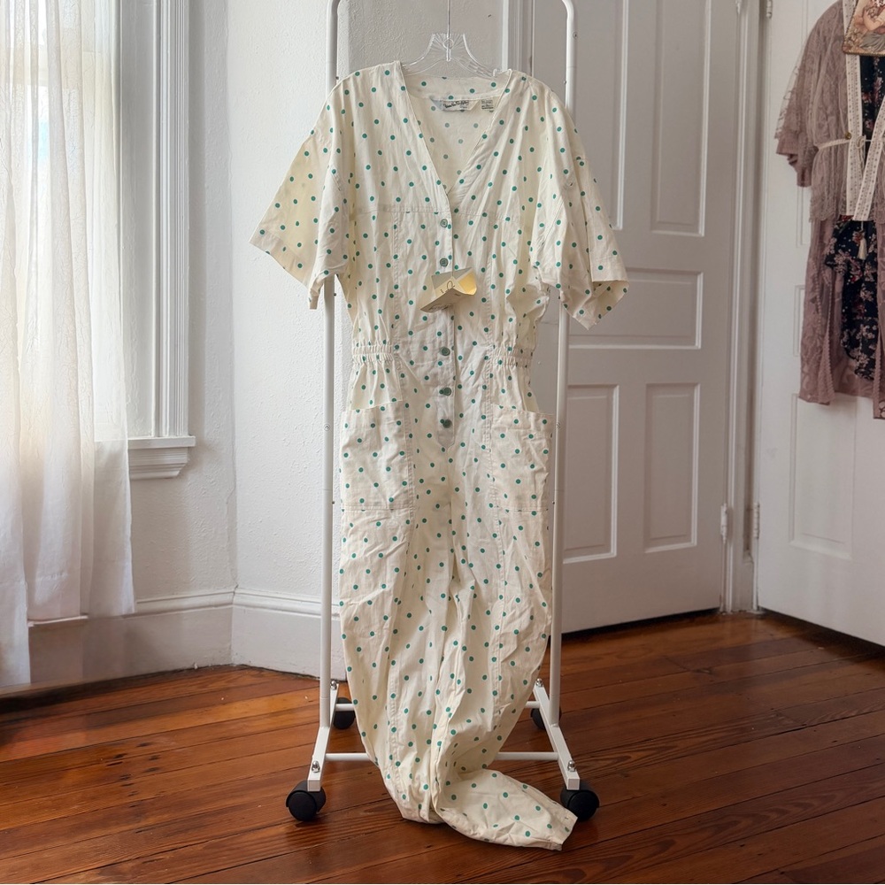 NOS Vtg 80s Diane von Furstenberg Sport Apparel Industries polka dot jumpsuit